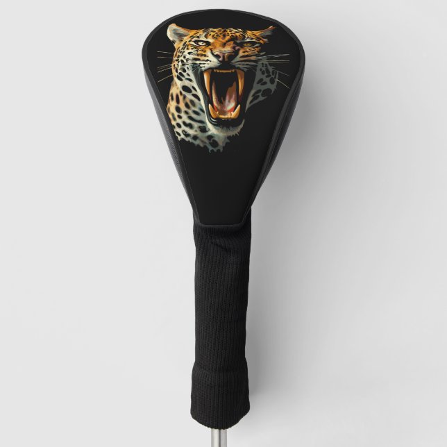 Couvre-club De Golf Tête d'attaque du léopard (Devant)