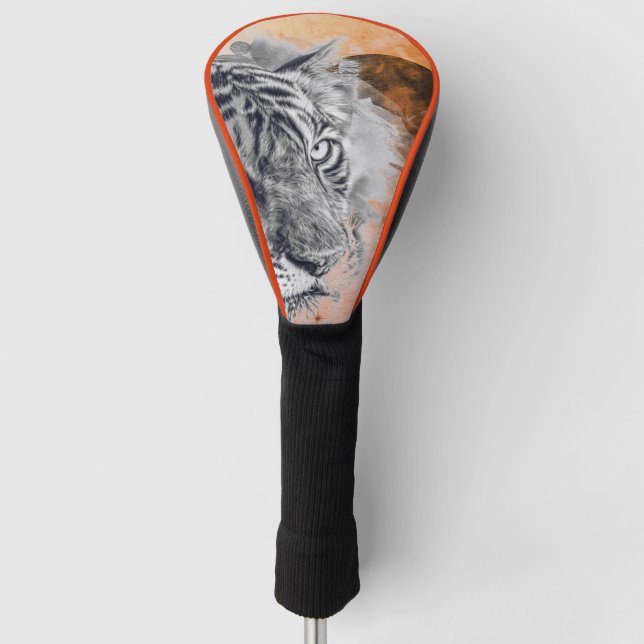 Couvre-club De Golf Tête de golf Couverture TIGER ET LUNE NOIRE (Devant)