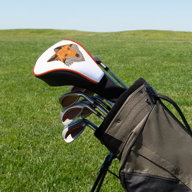 Couvre-club De Golf Tête de renard orange polygonale (In Situ)