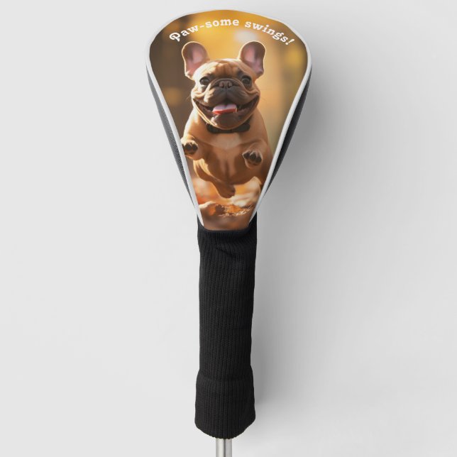 Couvre-club De Golf 🐕 texte personnalisé, chiot français (Devant)