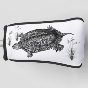Couvre-club De Golf Tortue aquatique noire et blanche