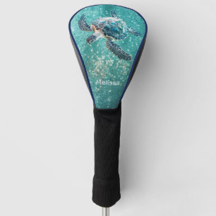 Couvre-club De Golf Tortue de mer turquoise scintillante Côtière