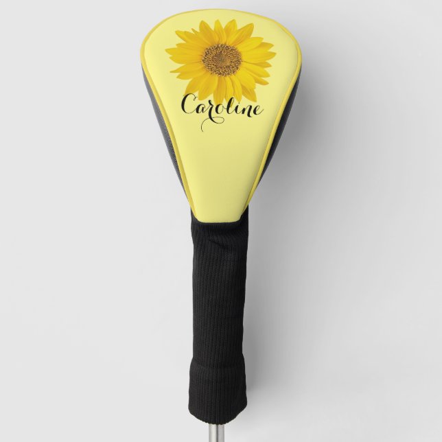 Couvre-club De Golf Tournesol jaune avec nom Jaune clair (Devant)