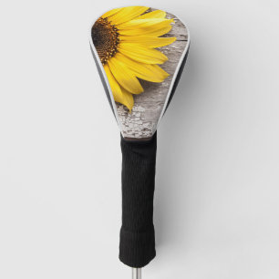 Couvre-club De Golf Tournesol sur un Tableau en bois