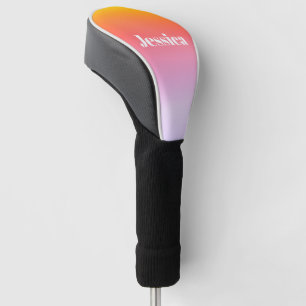 Couvre-club De Golf Tout nom   Ombre colorée de texte stylisé rétro-mo