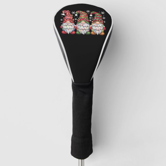 Couvre-club De Golf Trois Buffles Gnomes Plaid Red Christmas (Devant)