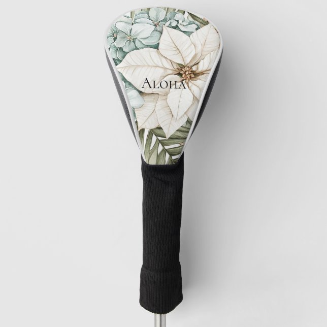Couvre-club De Golf Tropical Blue White Flowers Wedding (Devant)