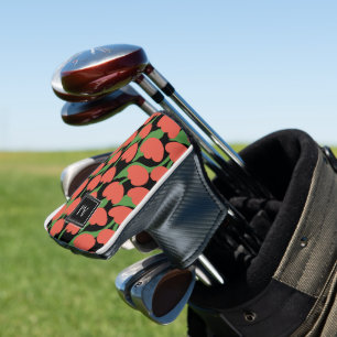 Couvre-club De Golf Tulipes rouges rétro, monogramme personnalisé