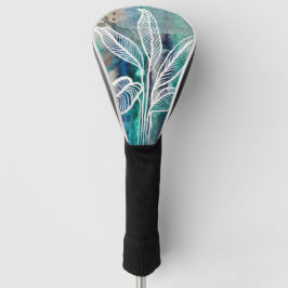Couvre-club De Golf Turquoise Bleu & Turquoise Aquarelle Botanique Mod