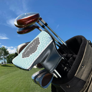 Couvre-club De Golf Turquoise Chevron Personnalisé Tête de Golf Couver