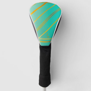 Couvre-club De Golf Turquoise et or brillant Personnalisé