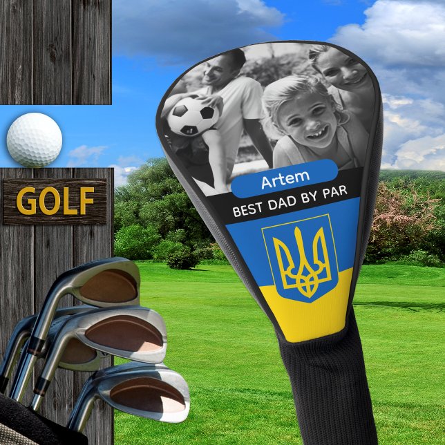 Couvre-club De Golf Ukraine Golf, Best Dad, Ukrainian Flag, Photo (Ukraine / Ukrainian Flag Golf Head Cover)