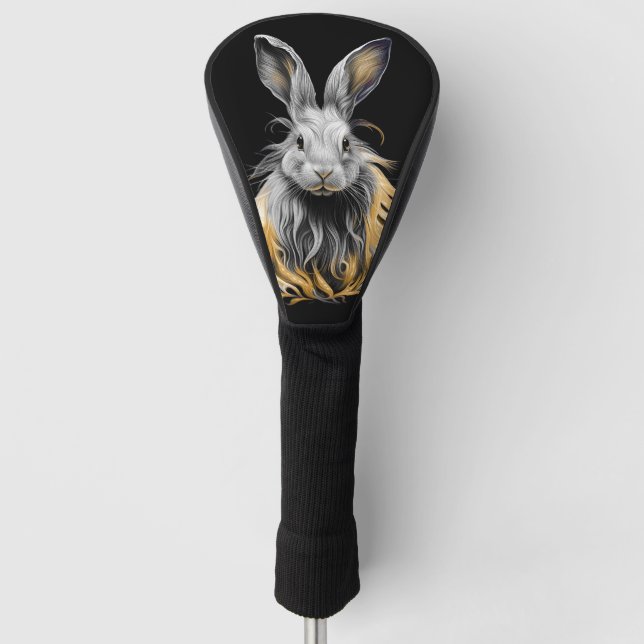 Couvre-club De Golf Un lapin gris génial en feu (Devant)