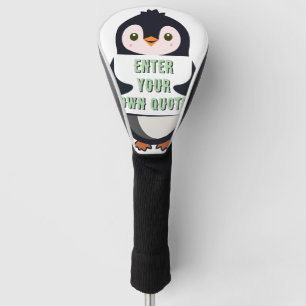 Couvre-club De Golf Un pingouin tenant un panneau avec un texte person