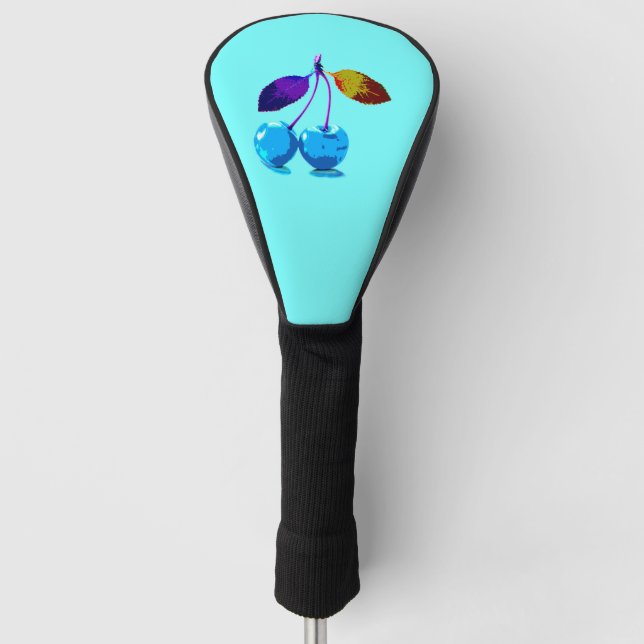 Couvre-club De Golf Vibrant cerises bleu clair pop art (Devant)