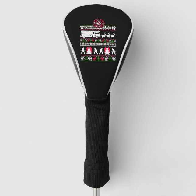 Couvre-club De Golf Vilain pull de Noël pour pompier (Devant)