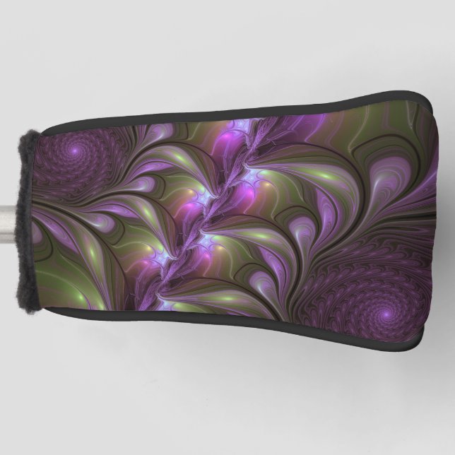 Couvre-club De Golf Violet Abstrait violet violet kaki fractal (Devant)