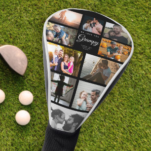 Couvre-club De Golf We Love Grampy Family Photo Collage