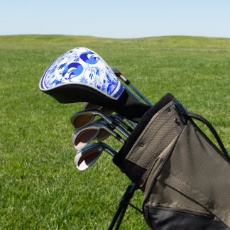 Couvre-club De Golf Weimaraners, Lapins et Oiseaux Otomi Bleu & Blanc 