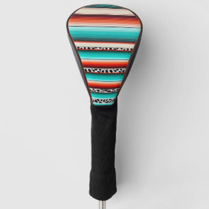 Couvre-club De Golf Western Turquoise Terracotta Grandes Vaches Imprim