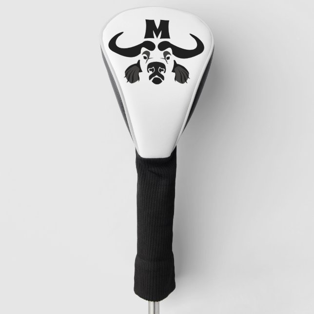 Couvre-club De Golf Whimsical Cape Buffalo, en encre noire (Devant)