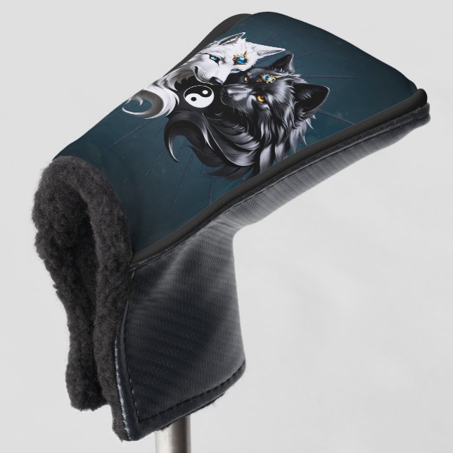 Couvre-club De Golf Yin Yang Wolves. (Devant 3/4)