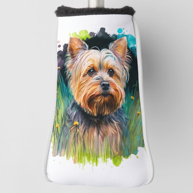 Couvre-club De Golf Yorkshire Terrier Aquarelle Putter (Tourné à 90°)