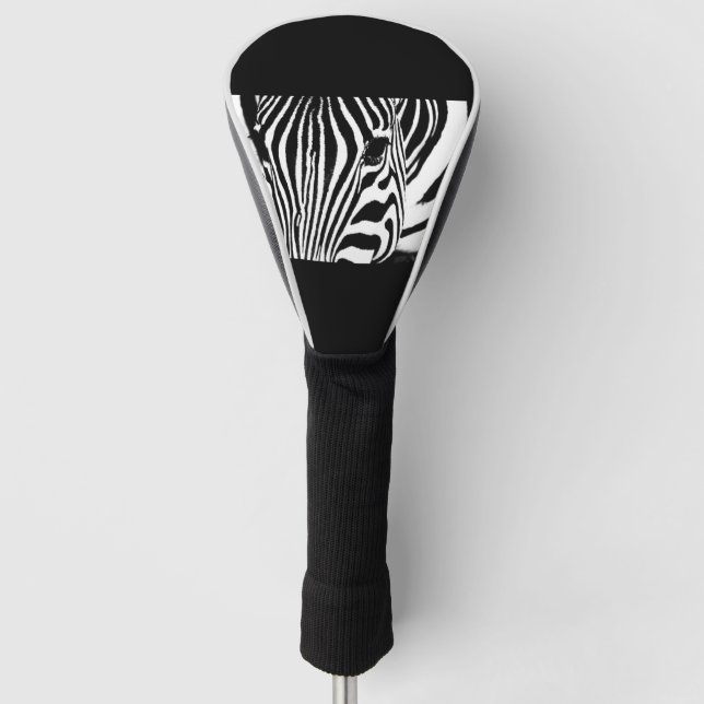 Couvre-club De Golf Zebra portrait noir et blanc (Devant)