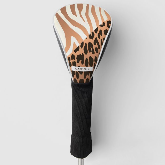 Couvre-club De Golf Zèbre et empreinte de léopard (Devant)