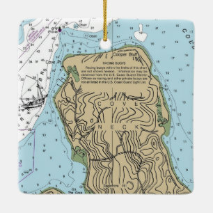 Cove Neck New York Nautic Chart Christmas Keramikornament