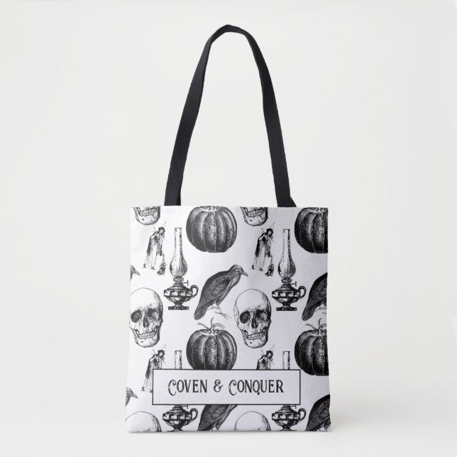 Coven and Conquer Witch Halloween Tote Bag Tasche (Vorderseite)