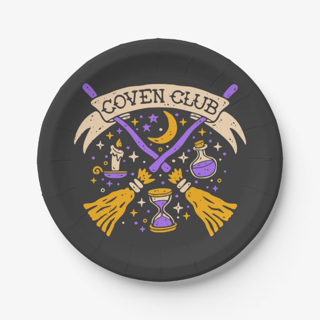 Coven Club Halloween Witwe Night Sky Pappteller (Vorderseite)