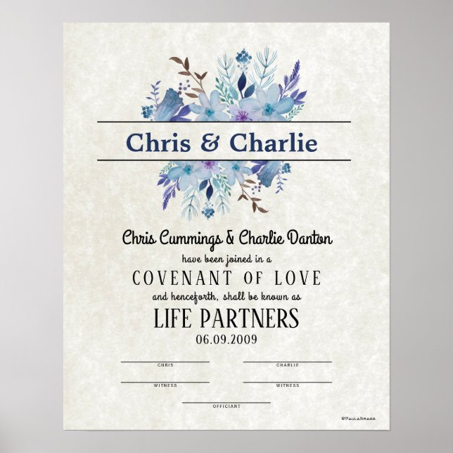 "Covenant of Liebe" LifePartners WeddingCertificat Poster (Vorne)