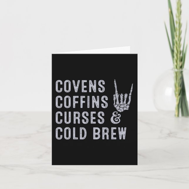 Covens Coffins Curses Cold Brew Fall Halloween Spi Karte (Vorderseite)