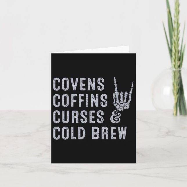 Covens Coffins Curses Cold Brew Fall Halloween Spi Karte (Vorderseite)