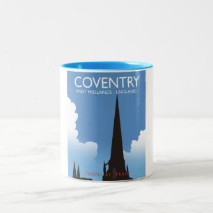 Coventry West Midlands England Zug Reiseplakat Zweifarbige Tasse