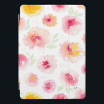Cover des iPad Pro-Covers für Wasserfarbenpeonies<br><div class="desc">Feminine iPad Pro Cover mit rosa Torfmuster. Anpassen durch Hinzufügen eines Monogramms. Das Monogramm befindet sich auf der unteren rechten Seite des Covers.</div>