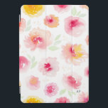 Cover des iPad Pro-Covers für Wasserfarbenpeonies<br><div class="desc">Feminine iPad Pro Cover mit rosa Torfmuster. Anpassen durch Hinzufügen eines Monogramms. Das Monogramm befindet sich auf der unteren rechten Seite des Covers.</div>