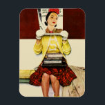 Cover Girl Magnet<br><div class="desc">Künstler: Norman Rockwell | Teenage Girl hält POST-Abdeckung vor ihrem Gesicht</div>