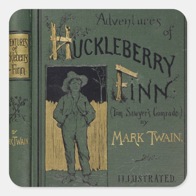 Cover of 'Adventures of Huckleberry Finn' von Mark Quadratischer Aufkleber (Vorderseite)