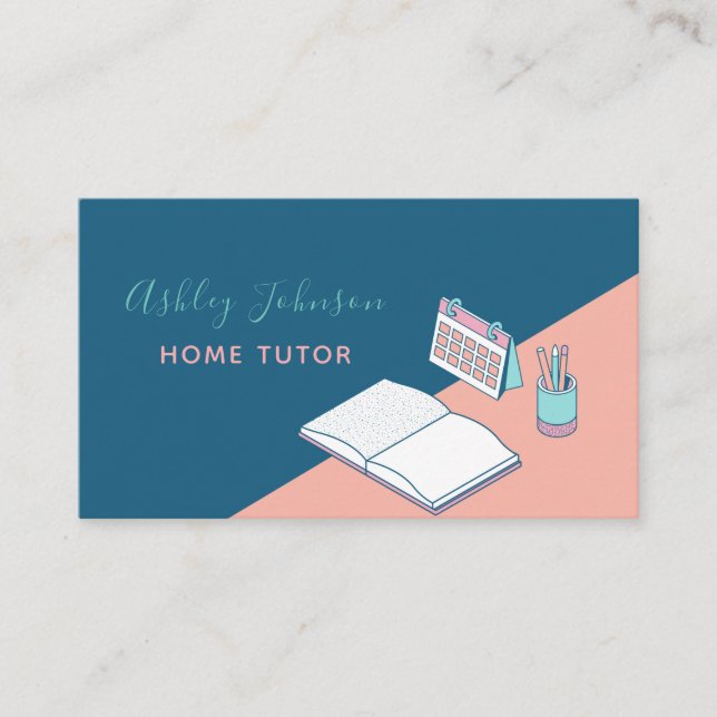Cover Teacher Private Zuhause Tutor Zwei Farben El Visitenkarte (Vorderseite)
