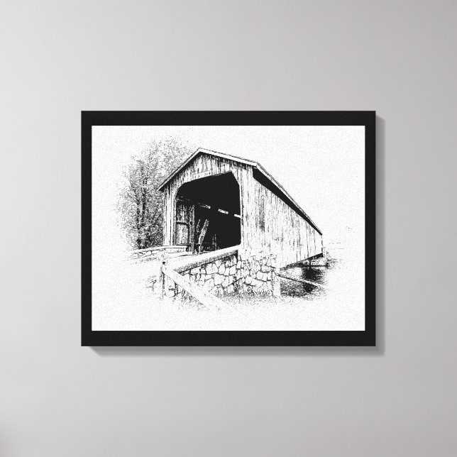 Covered Bridge Art Print Leinwanddruck (Vorderseite)
