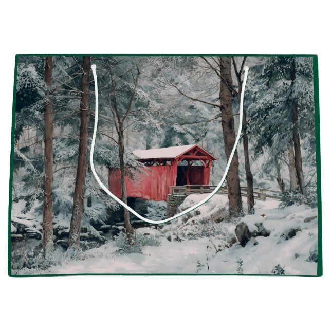 Covered Bridge Große Geschenktüte (Vorderseite)