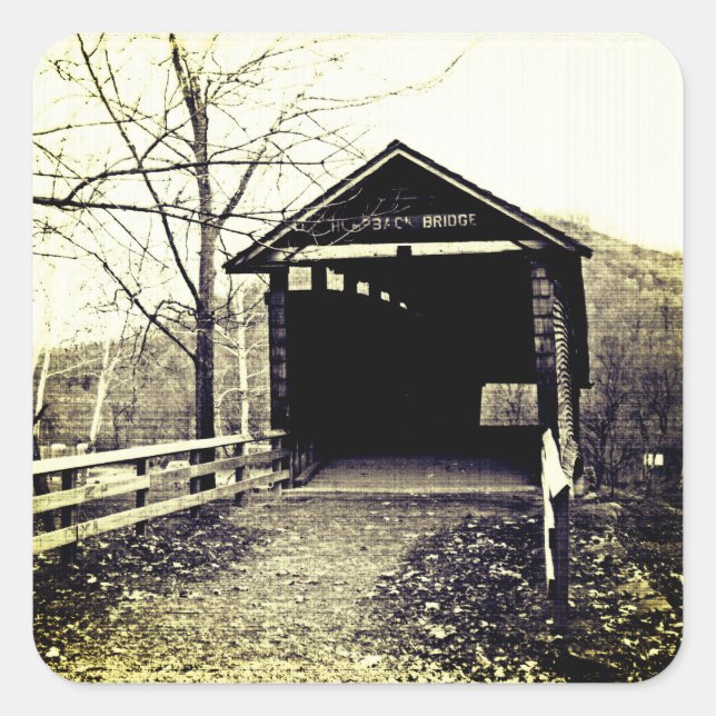 Covered Bridge Quadratischer Aufkleber (Vorderseite)