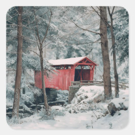 Covered Bridge Quadratischer Aufkleber