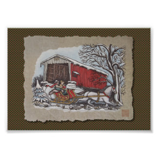 Covered Bridge & Sleigh Fotodruck