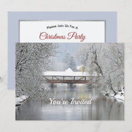 Covered Bridge Snow Foto Weihnachten Einladung