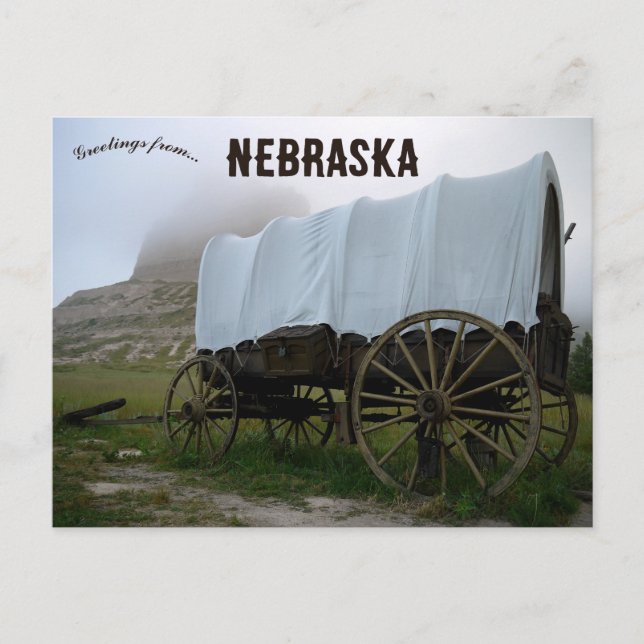 Covered Wagon in Scotts Bluff Nebraska Postkarte (Vorderseite)