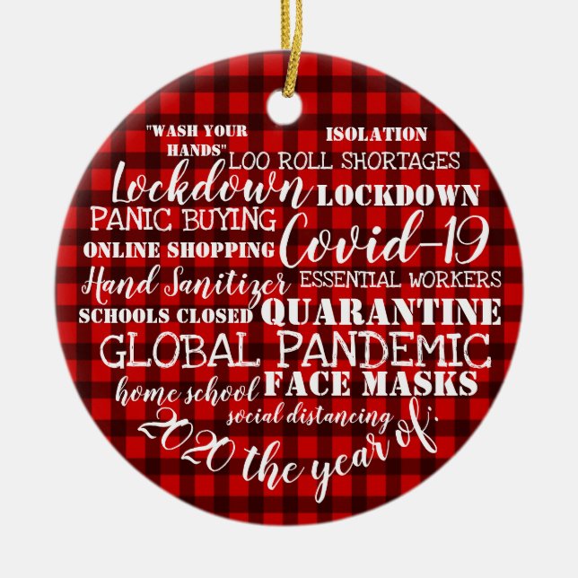 covid19 2020 das Jahr der Gesichtsmasken lumberjac Keramik Ornament (Vorne)