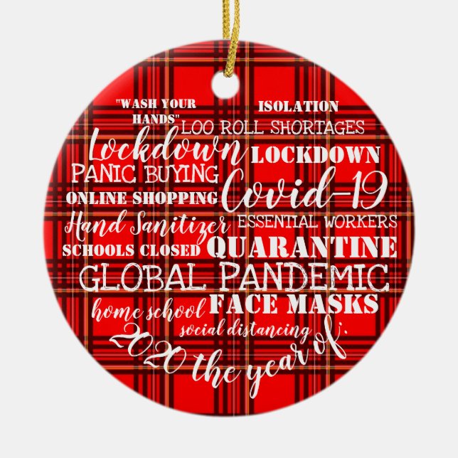 covid19 2020 das Jahr der Gesichtsmasken Tartan Keramik Ornament (Vorne)